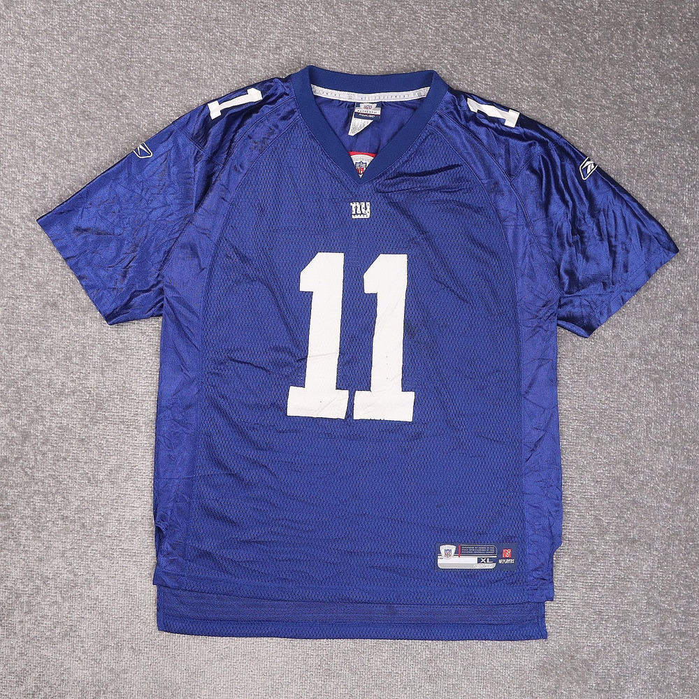 VTG NFL Reebok New York Giants Matusek XL Blue Short Sleeve Football Jersey